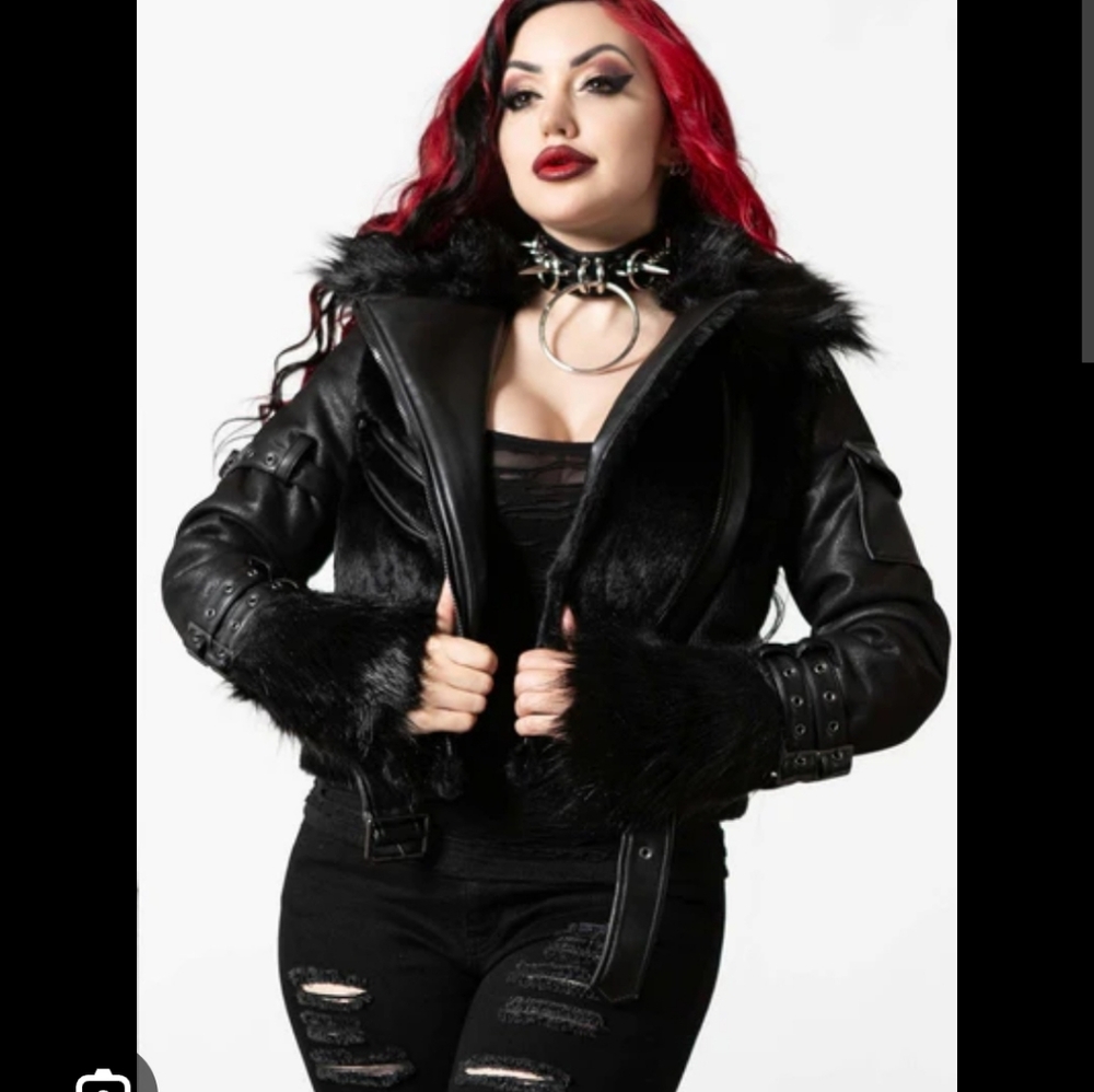 Women's Black Faux Fur Leather Jacket
